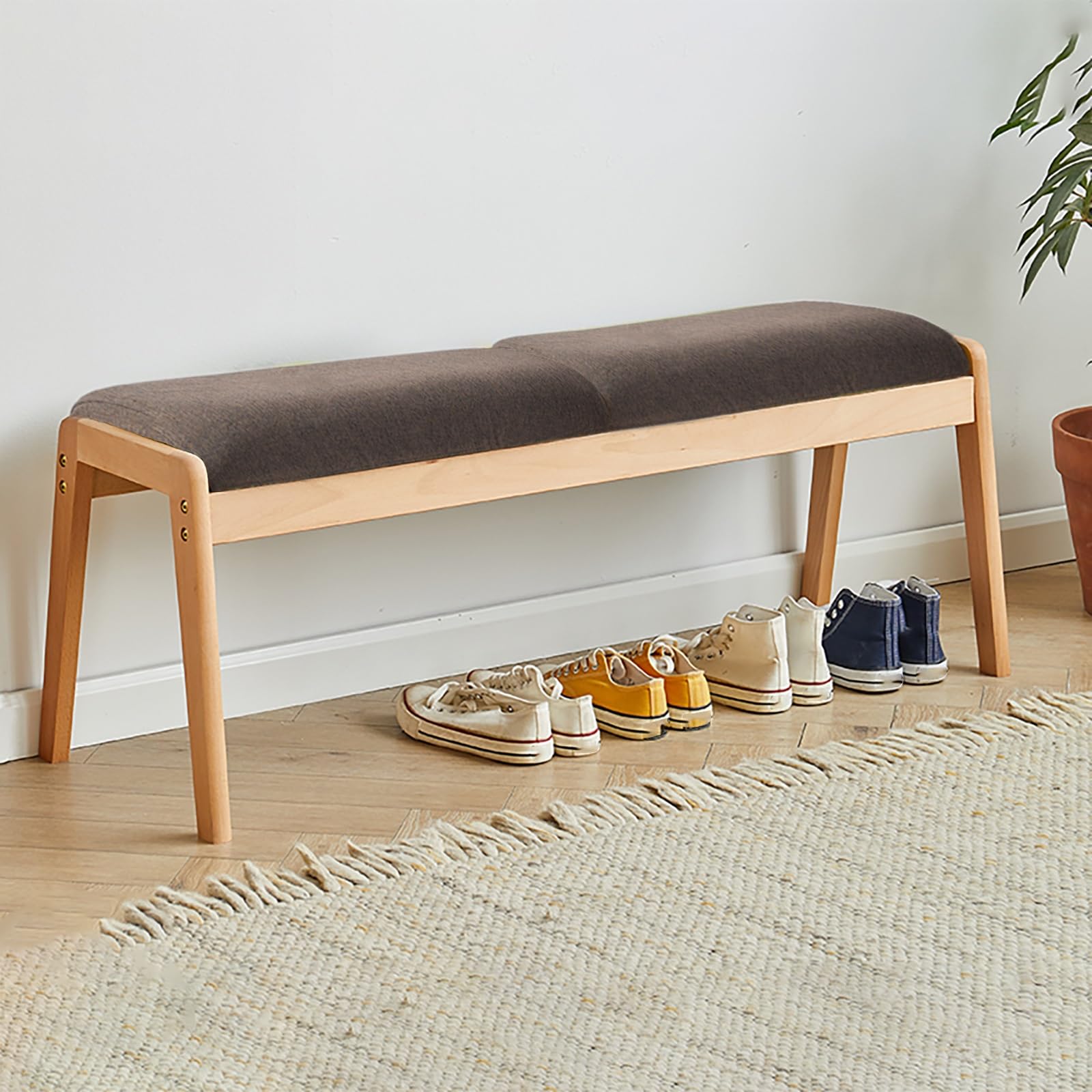 Panca da Tavolo da Pranzo Sgabello da Ingresso Moderno Imbottito Panche da Ingresso per Soggiorno Corridoio e Camera da Letto.(Brown,112x39x43cm)