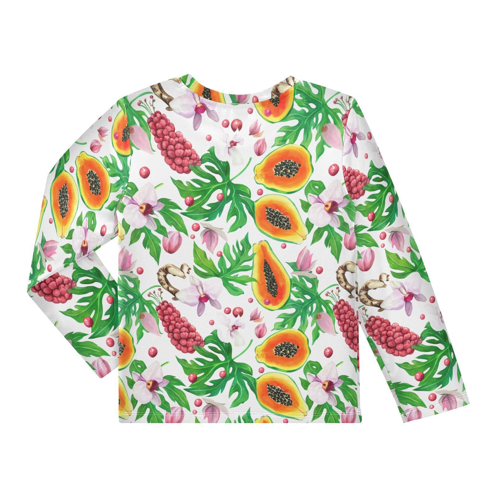 Orchid Monstera Papaya White Rash Guard Shirt for Boys Sun Protection Shirt for Swimming Pool Beach UPF50+ 5-6T