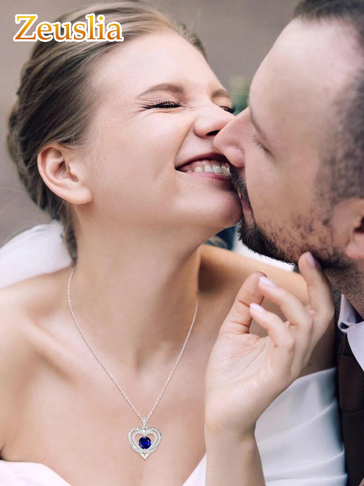 S925 Silber Halskette Damen, Ich Liebe Dich Immer und Ewig Schmuck, Mutter Mama Geburtstag Hochzeit Jahrestag Geschenk, Freundin Tochter Herz Kette mit Geburtsstein Anhänger