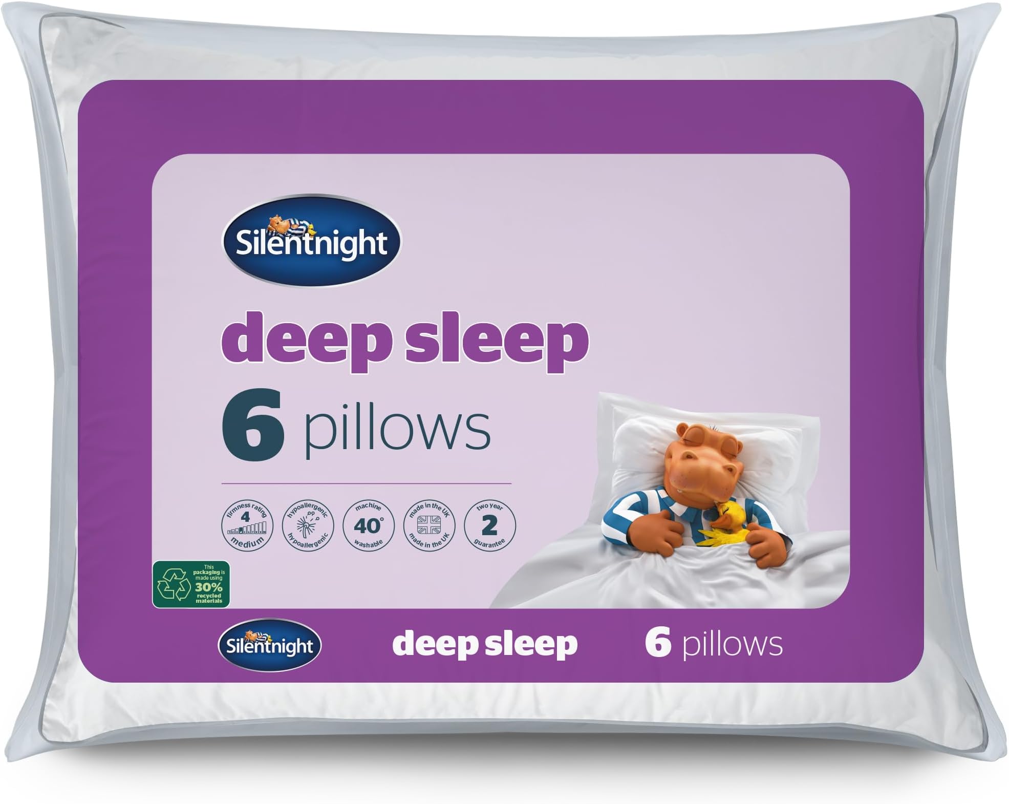 Silentnight Ultrabounce Pillows Pack of 6 Medium Support Soft Bouncy