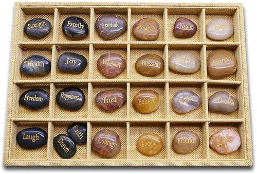 Miniatura 8 de BigOtters Piedras inspiradoras grabadas 25 piedras de aliento amuletos de regalo para amigos y familiares como regalo de Navidad de Acción de Gracias