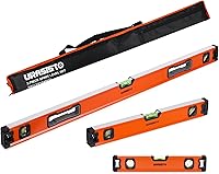 URASISTO 3-Piece Magnetic Spirit Level Set 12" 20" 40" - Precision Aluminum Levels with 45°/90°/180° Bubbles & Carrying Bag