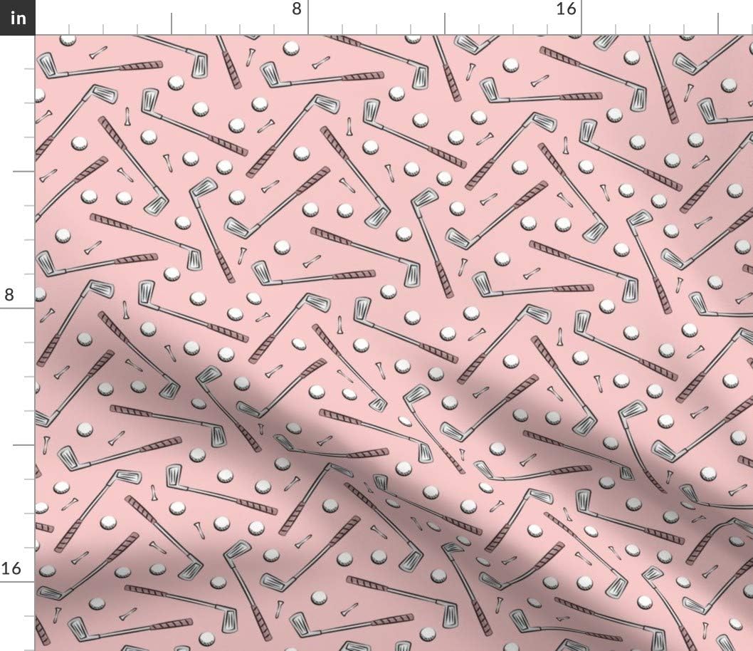 Spoonflower Fabric - Golf Clubs Pink Little Arrow Sports Golfing Tee Kids Room Printed on Petal Signature Cotton Fabric by The Yard - Sewing Quilting Apparel Crafts Decor