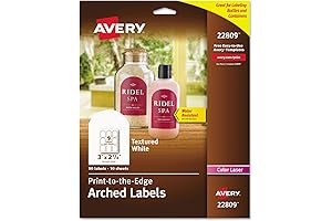 Avery 22809 3" x 2-1/4" White Textured Arched Custom Labels (27103, 90 Count)