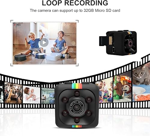 Miniatura 2 de Mini cámara HD 1080P, cámara pequeña con visión nocturna y detección de movimiento, cámara pequeña portátil para niñera, cámaras de seguridad para