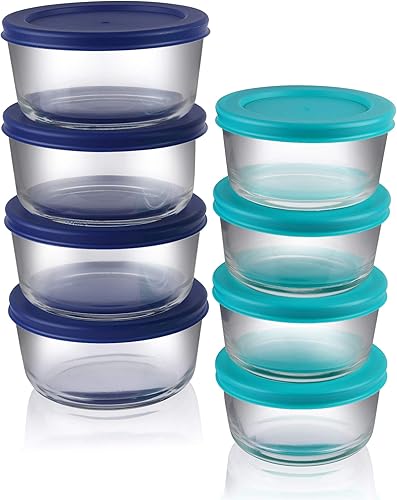 Miniatura 2 de BOVADO USA Recipientes de vidrio para almacenamiento de alimentos (juego de 16 piezas, tapas sin BPA, aptos para horno)