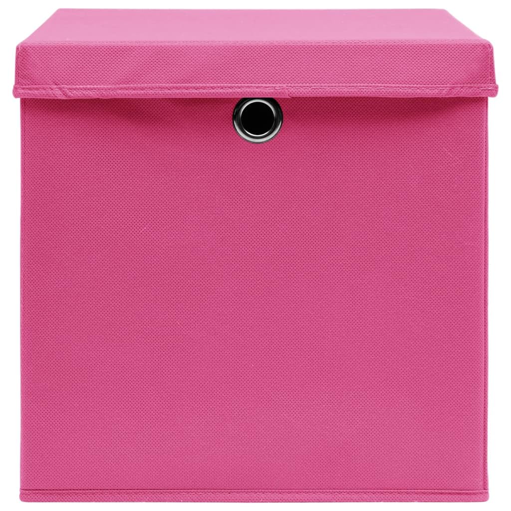 Set di 10 scatole pieghevoli con coperchio, 32 x 32 x 32 cm, in tessuto non tessuto, per armadio, scaffale, ufficio, soggiorno, corridoio, salvaspazio, pieghevoli per la casa e l'ordine