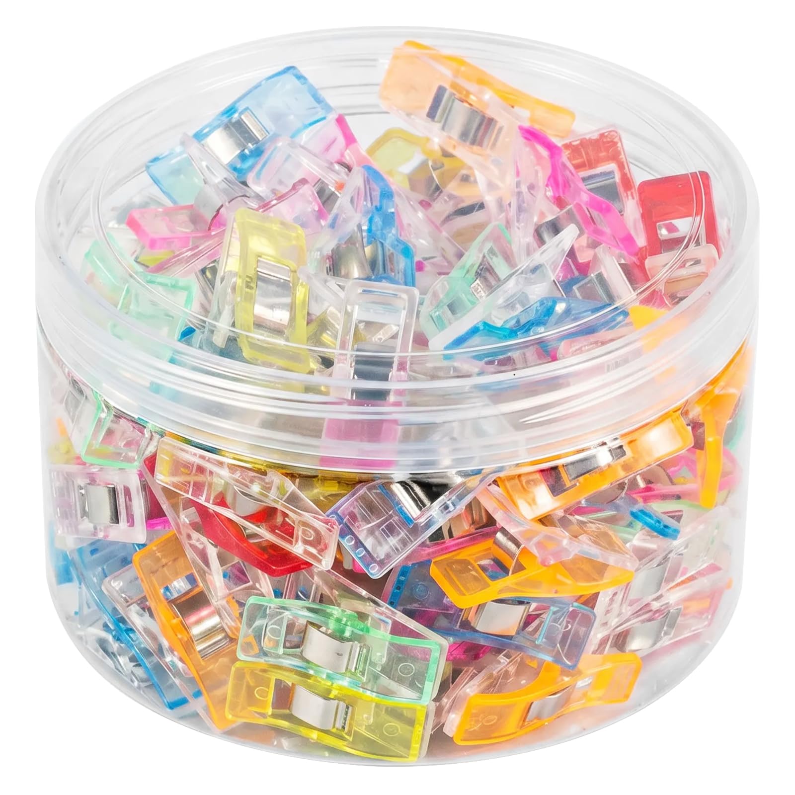 shaojian Sewing Clips,100 Pcs Plastic Fabric Clips with Box, Multipurpose Assorted Colours Needle-Free Craft Clip for Quilting Binding DIY Sewing Patchwork & Knitting
