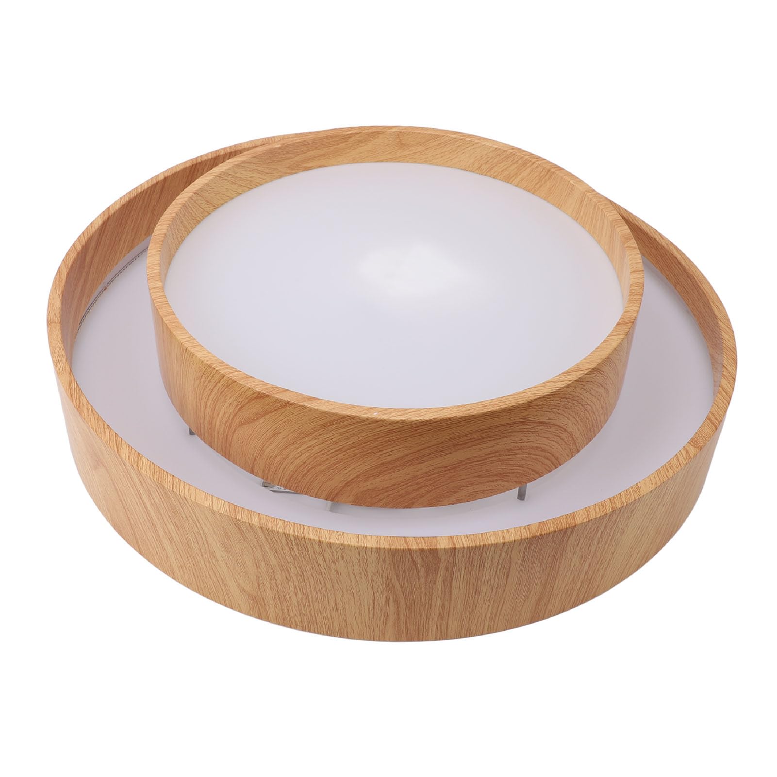 Cocoarm Sufitowa do Montażu Podtynkowego, Okrągła Oprawa Sufitowa LED z Drewna, z Pilotem i kontrolą Aplikacji, Regulacja Jasności od 3000F do 6000F, Salonu w Przedpokoju w Sypialni