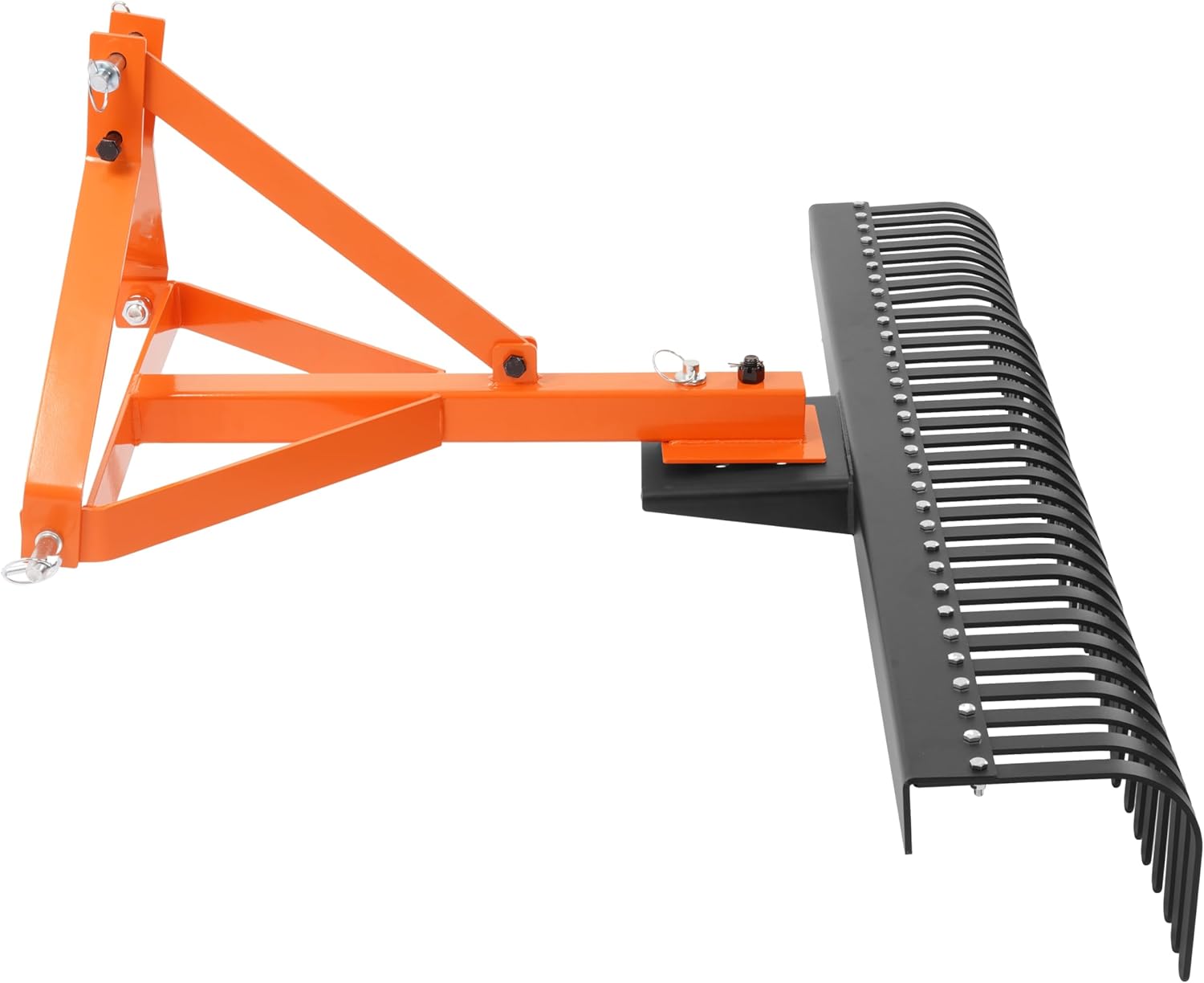 60 in Landscape Rake, 3 Point Hitch Tow-Behind Rake with 360° Rotation, Category 1 Tractor Attachment for Farm, Garden, Brush Clearing, Arena Raking (2 Packages)
