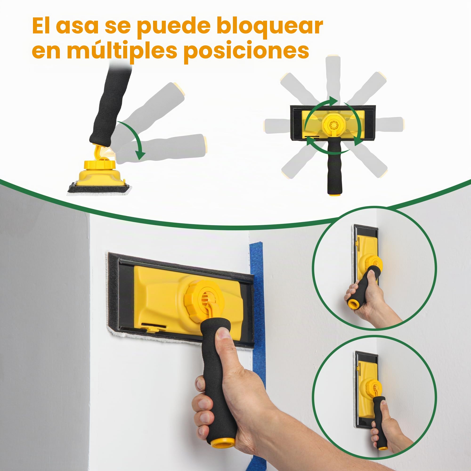 VOOMEY Kit de herramientas de bordeadora de pintura, juego de almohadillas de pintura de 9 pulgadas, 7 piezas de bordeadora de pintura con borde, almohadilla de retoque, pintor de almohadillas de