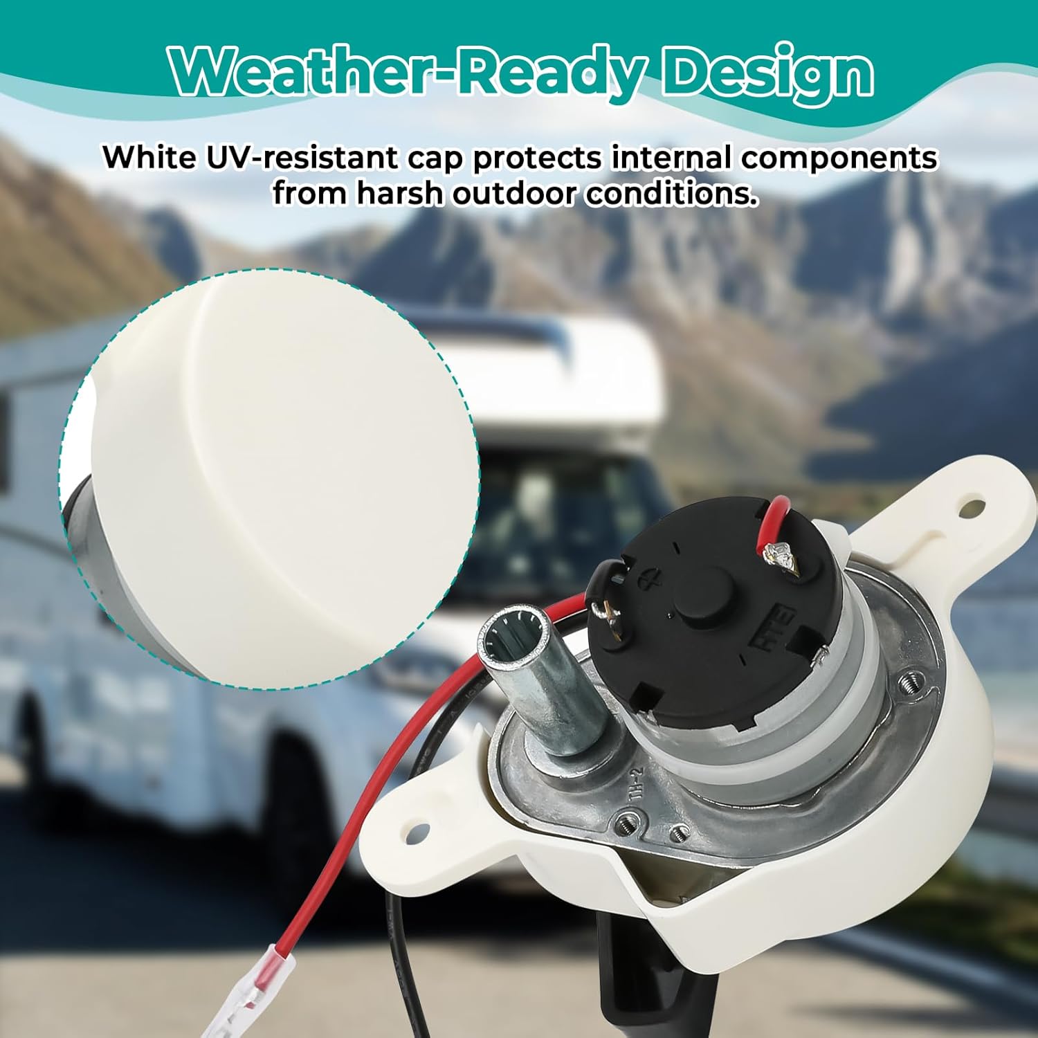 RV Fan Vent K6010-81 Lift Motor Compatible with Dometic Fan-Tastic B Series Models 807350 & 803350 RV Roof Vent 17 RPM Motors, White Cap