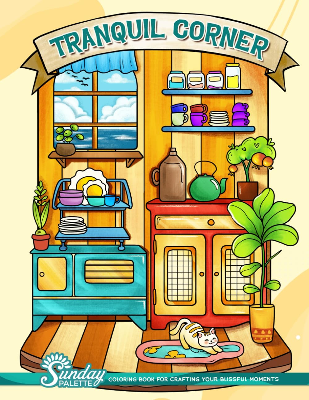 Tranquil Corner: Adult Coloring Book with Calm, Cozy, and Serene Places for Relaxation and Stress Relief