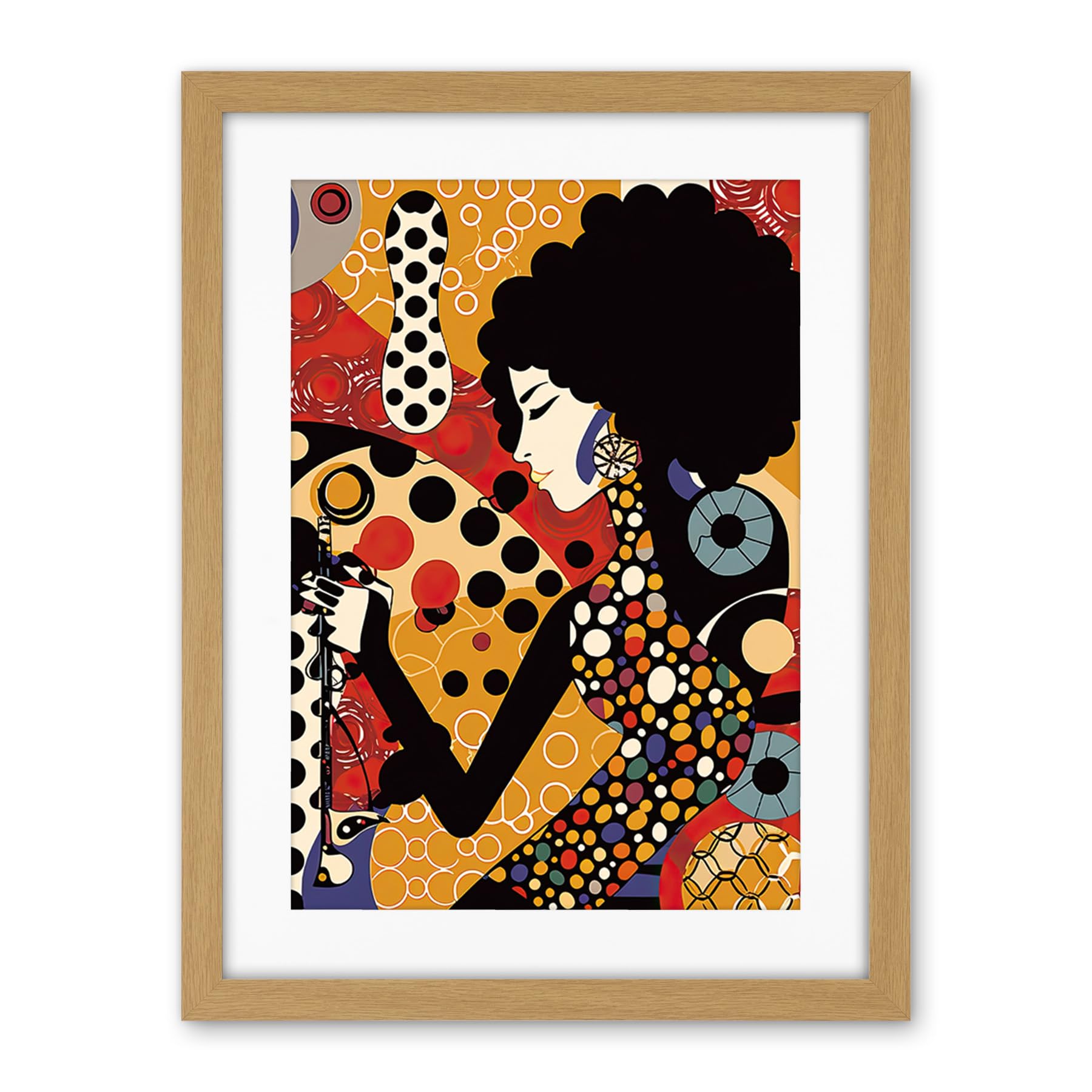 Artery8 Soul Music Singer Multicoloured Dots Pattern Artwork Framed Wall Art Print 18X24 Inch