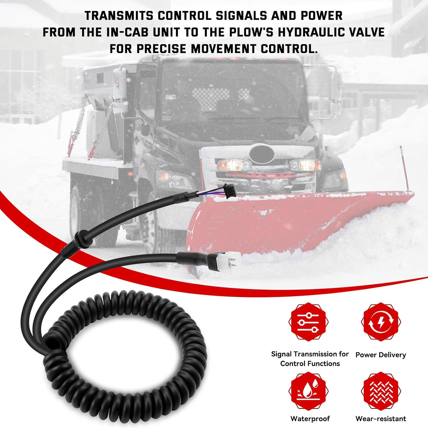 Jerbor 4-Pin Snow Plow Controller Cord Fit for Western Fisher Fleet Flex, 9-Button Handheld Controller Replacement Cable, Replaces #96464