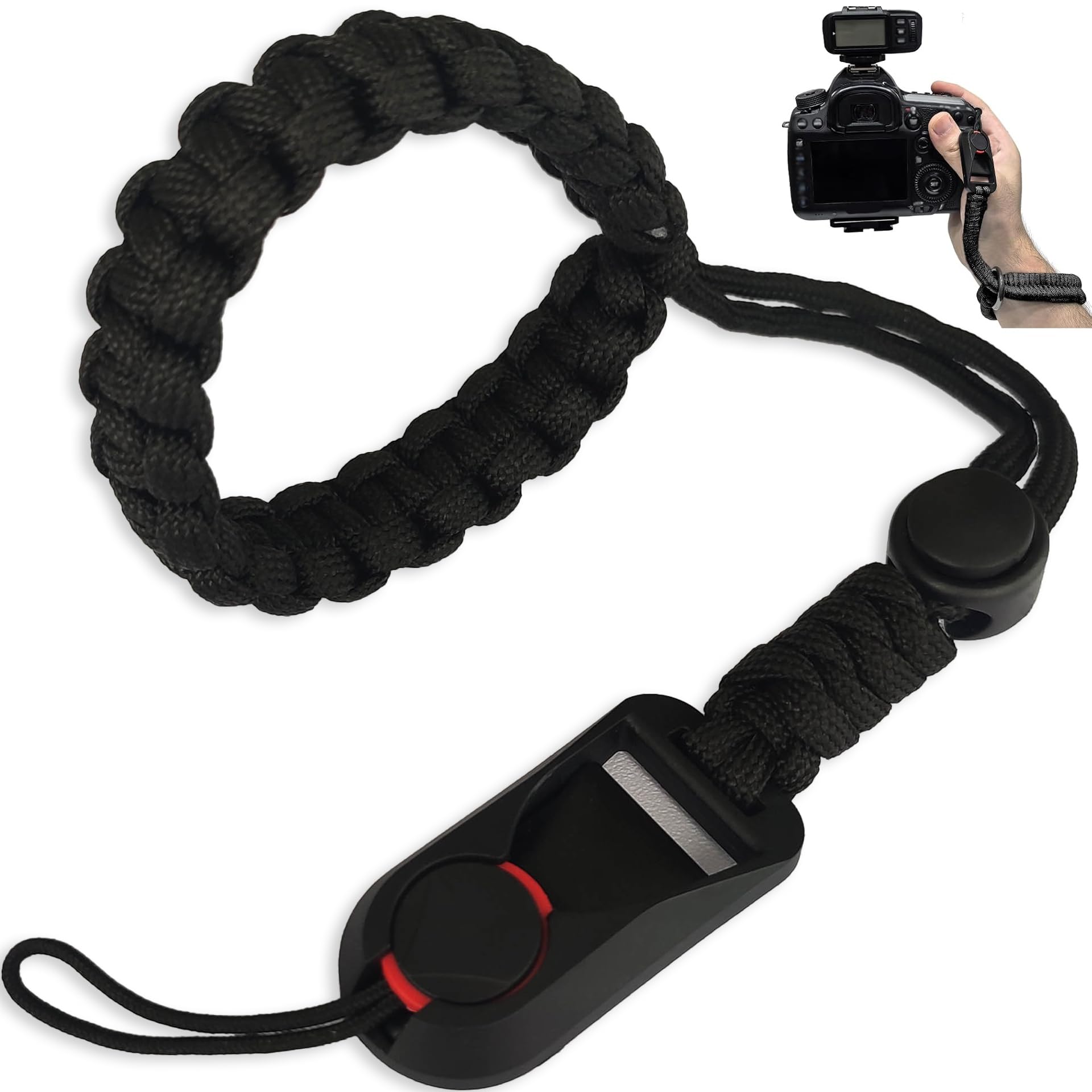 YUNYU Camera Wrist Strap, Quick Release Paracord, Black, Adjustable for DSLR/Mirrorless