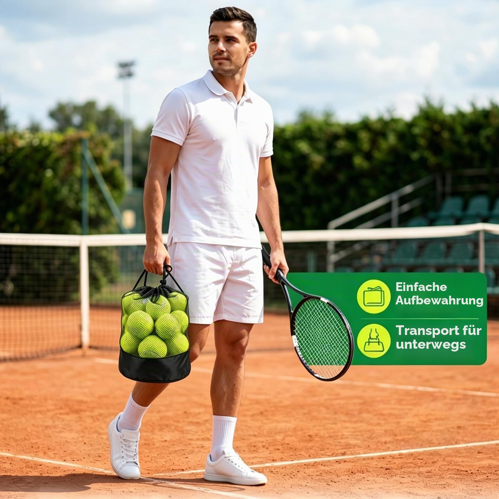 Tebery 20 Pack Green Advanced Training Tennis Balls Beginner Practice Ball, Pet Dog Playing Balls, Come with Mesh Bag for Easy Transport