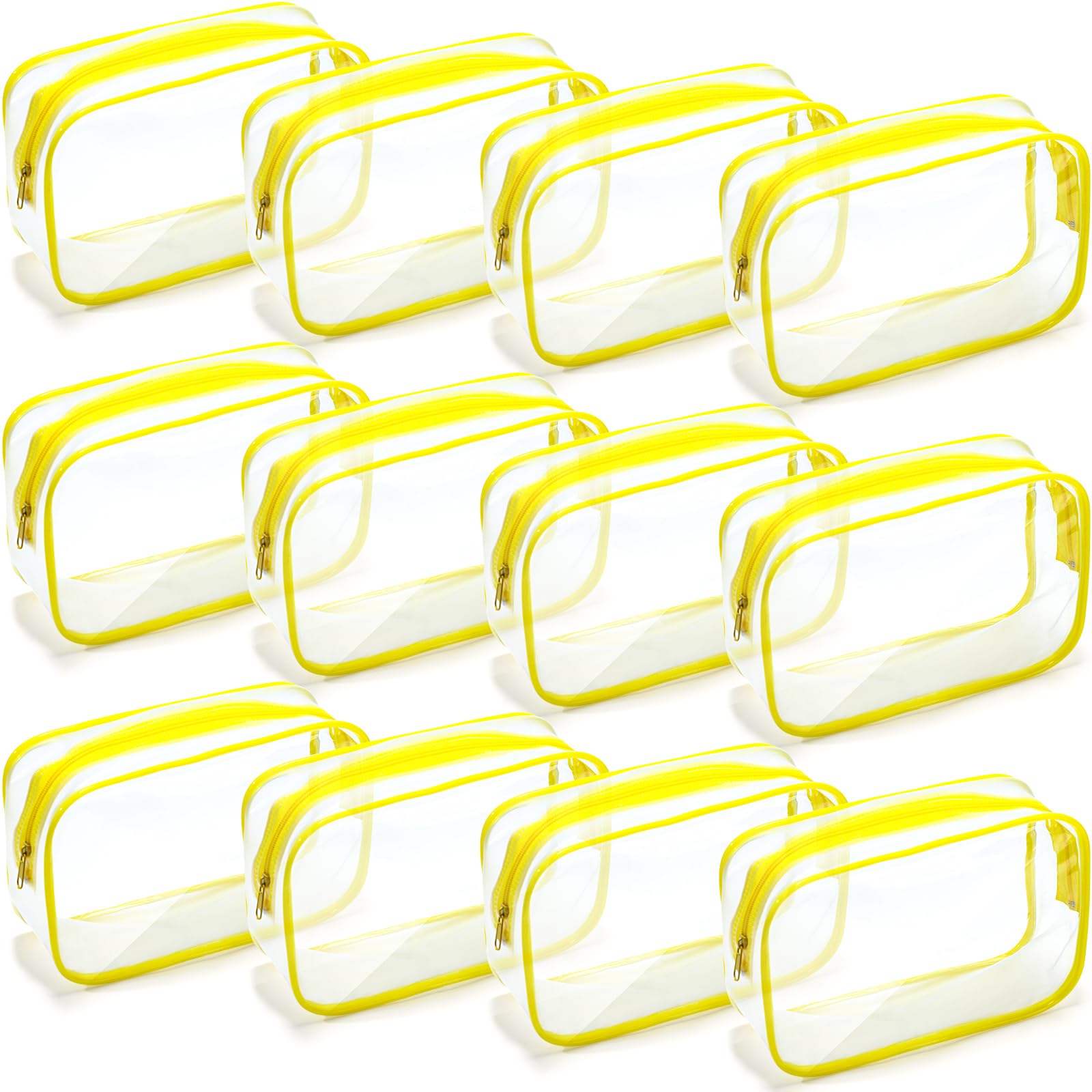 Weewooday 12 Pieces Clear Makeup Bags Cosmetic Storage Bags PVC Zipper Pouches Travel Waterproof Makeup Plastic Case for Women Organizing Toiletries
