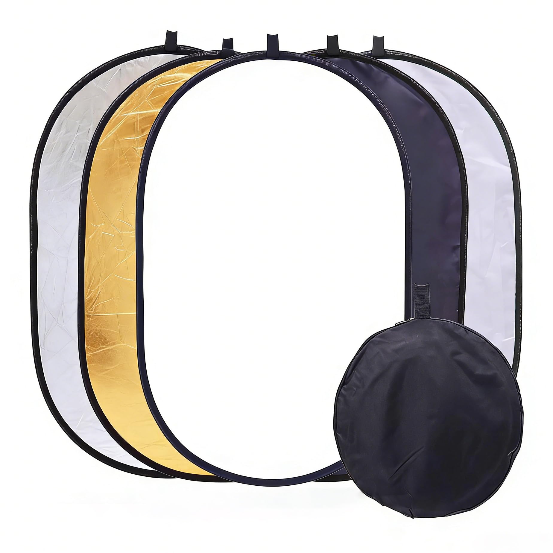 5 en 1 Reflector de Luz para Fotografía, 100x150cm Reflector Fotográfico, Difusor Ovalado Portátil Plegable con Bolsa de Transporte, para Retrato Estudio Fotográfico e Iluminación Exterior