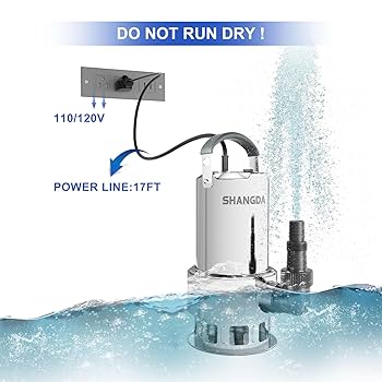 Amazon.co.jp: SHANGDA 1.5HP 排水ポンプ 水中ユーティリティ