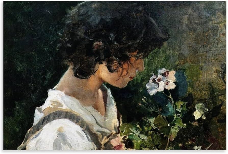 Amazon.co.jp: Joaquin Sorolla 《Italian Girl with Flower