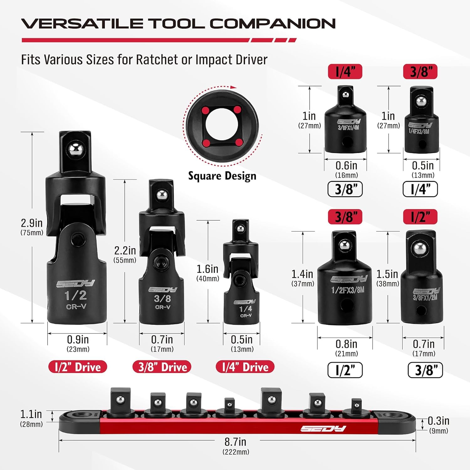 14-Piece E-TORX Socket Set & 7-Piece Impact Wobble U Joint & Adapter Set
