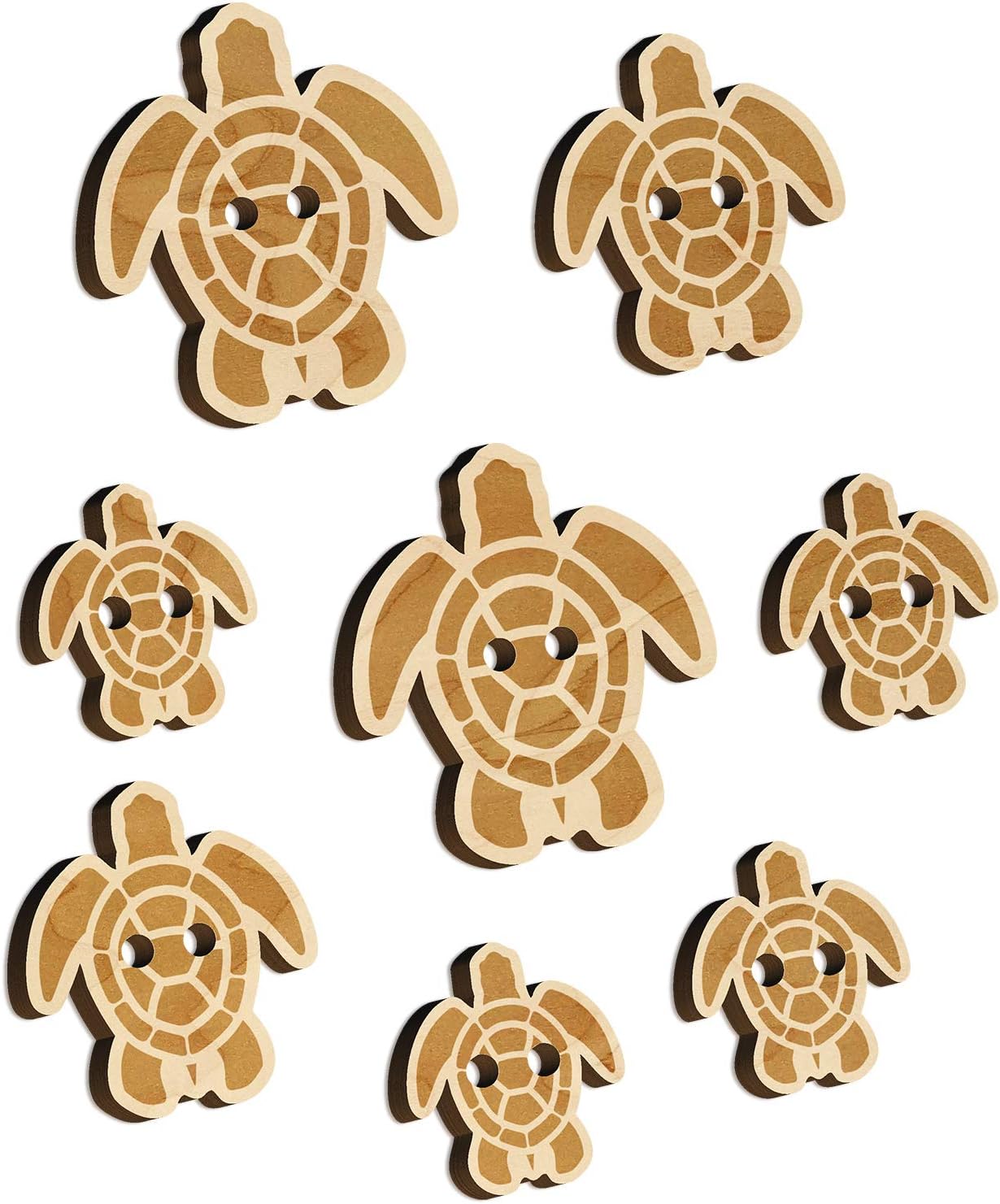 Sea Turtle Tribal Wood Buttons for Sewing Knitting Crochet DIY Craft - Small 0.75 Inch (12pcs)