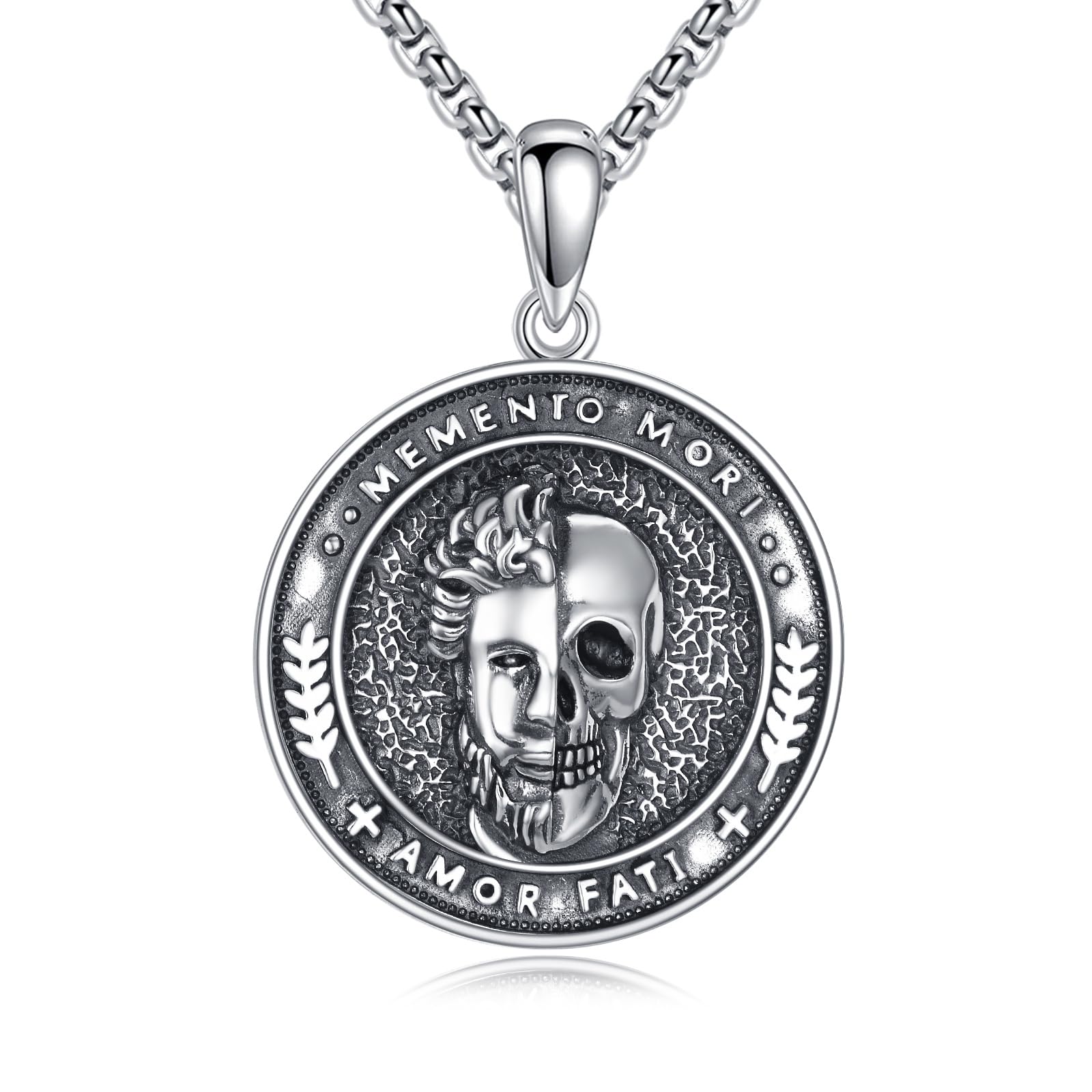 Collier Memento Mori en argent 925, bijou Stoa haut de gamme - 7