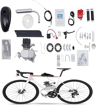 100cc Bicycle Engine Kit, 2-Stroke 28mi/h Bike Motor Kit, 36 Teeth Full Set Fuel-efficient Bicycle Motor Kit Quiet 75dB Motorized Bike Kit for 26"-28" V-Frame Bikes
