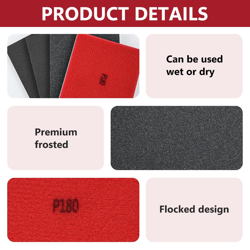 Flintronic 24 Pcs Grit Sanding Sponge Set, 180-2500, Grit Flexible Foam Filled Sanding Pad for Wood & Metal, Railings - Image 3