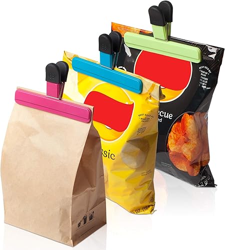 Miniatura 5 de Paquete de 6 clips para bolsas de chips, clips de papel para bolsas de aperitivos de 6 pulgadas de gran tamaño, varios colores, agarres de sellado