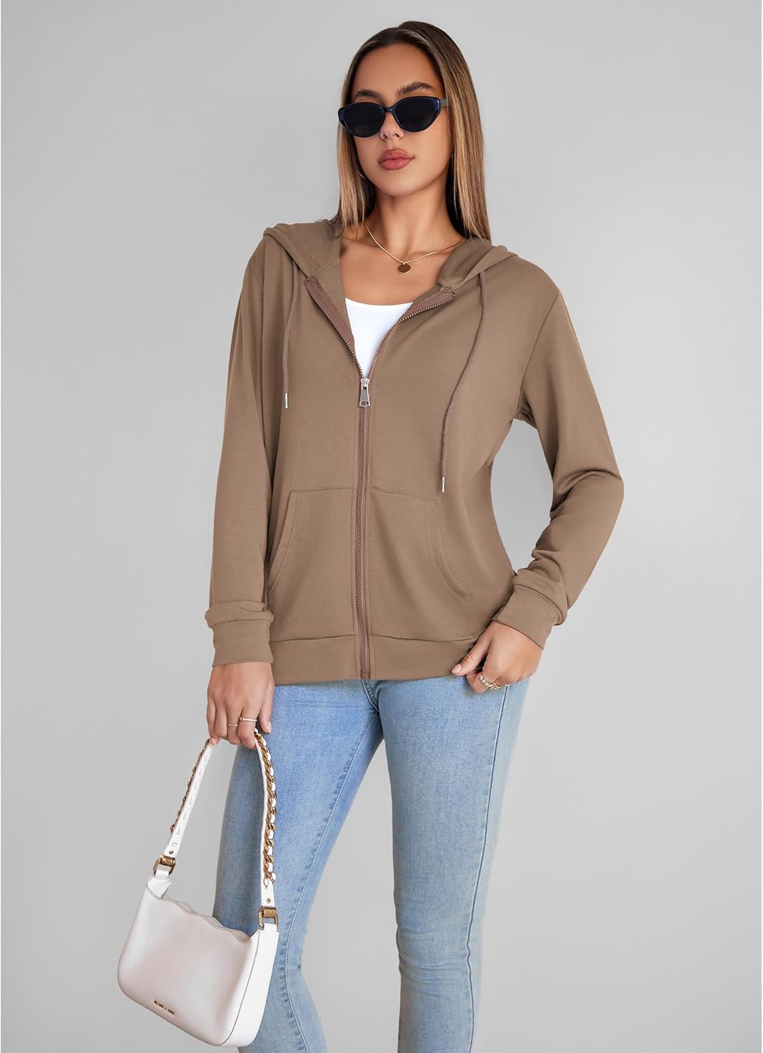 Women Zip Up Hooded Sweatshirts Long Sleeve Jacket Coat Outwear 2025 Fall Fashion - Image 4