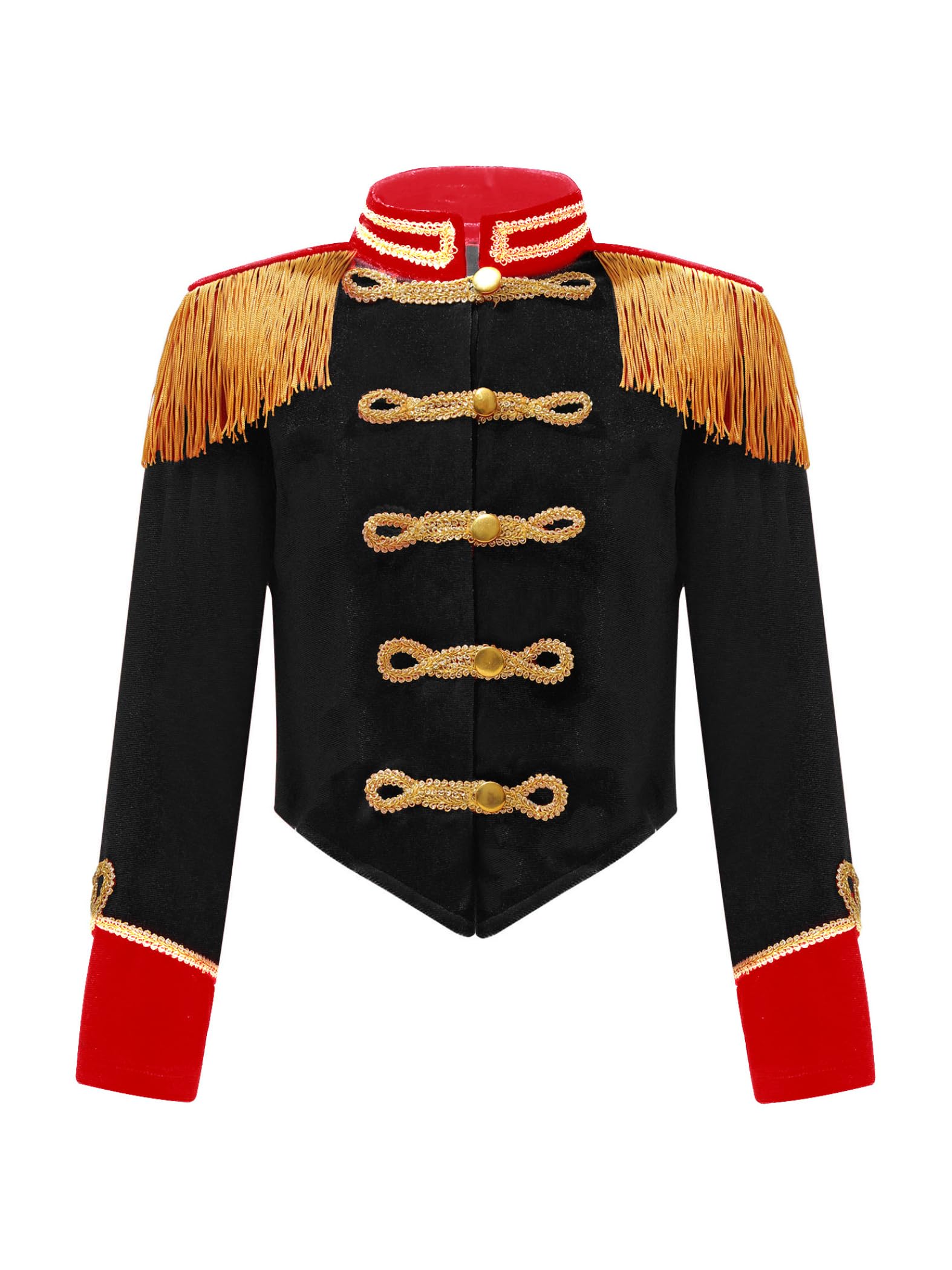 Lpdshaa Kids Girls Christmas Cosplay Costumes Drummer Outfits Marching Band Uniform Tassel Ringmaster Circus Jacket Coat Black 7-8 Years