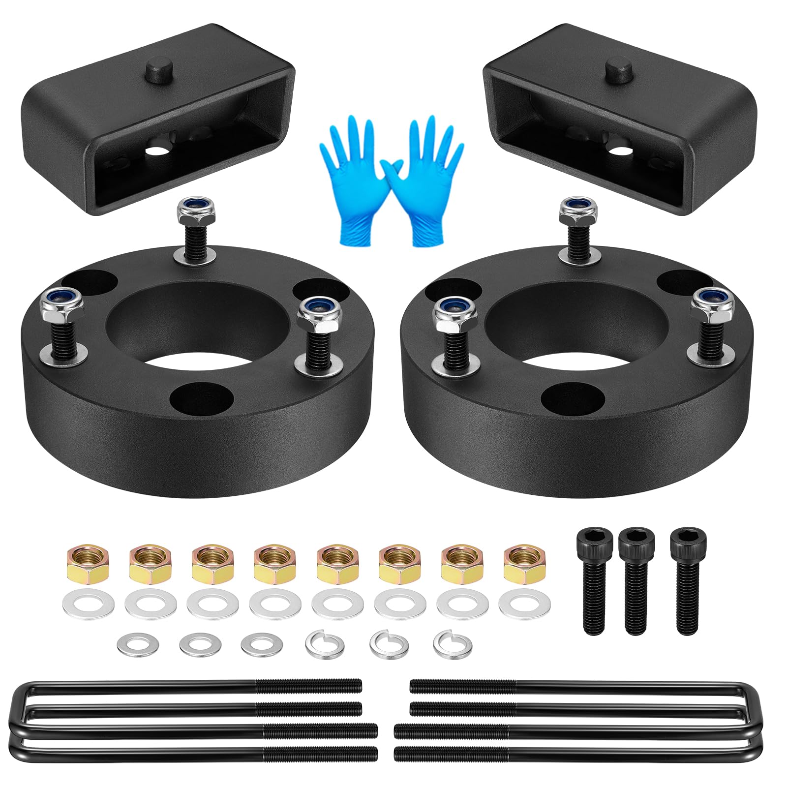 BDFHYK 2.5" Front and 2" Rear Leveling lift kit for 2007-2023 Silverado 1500 2007-2023 Sierra 1500 2WD/4WD, Aluminum Alloy &amp;A3 Iron Strut Spacers Leveling Kit Suspension Leveling Lift Kit