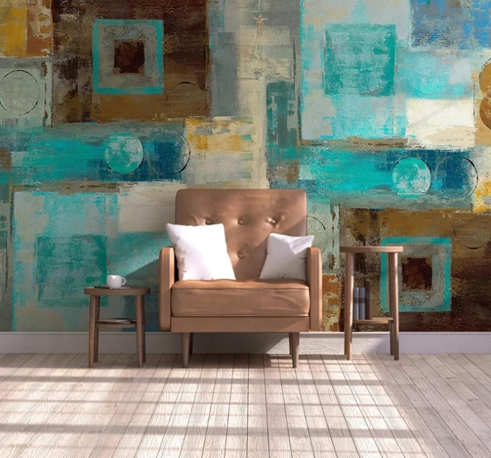 Wallpaper-3D-Xlm 430Cm×300Cm(B×H) Abstract Hand Drawn Graffiti Geometric Square 3D Wallpaper Easy Install Feature Office Living Room Sofa Bedroom Tv Background Wall Decoration-430Cm×300Cm