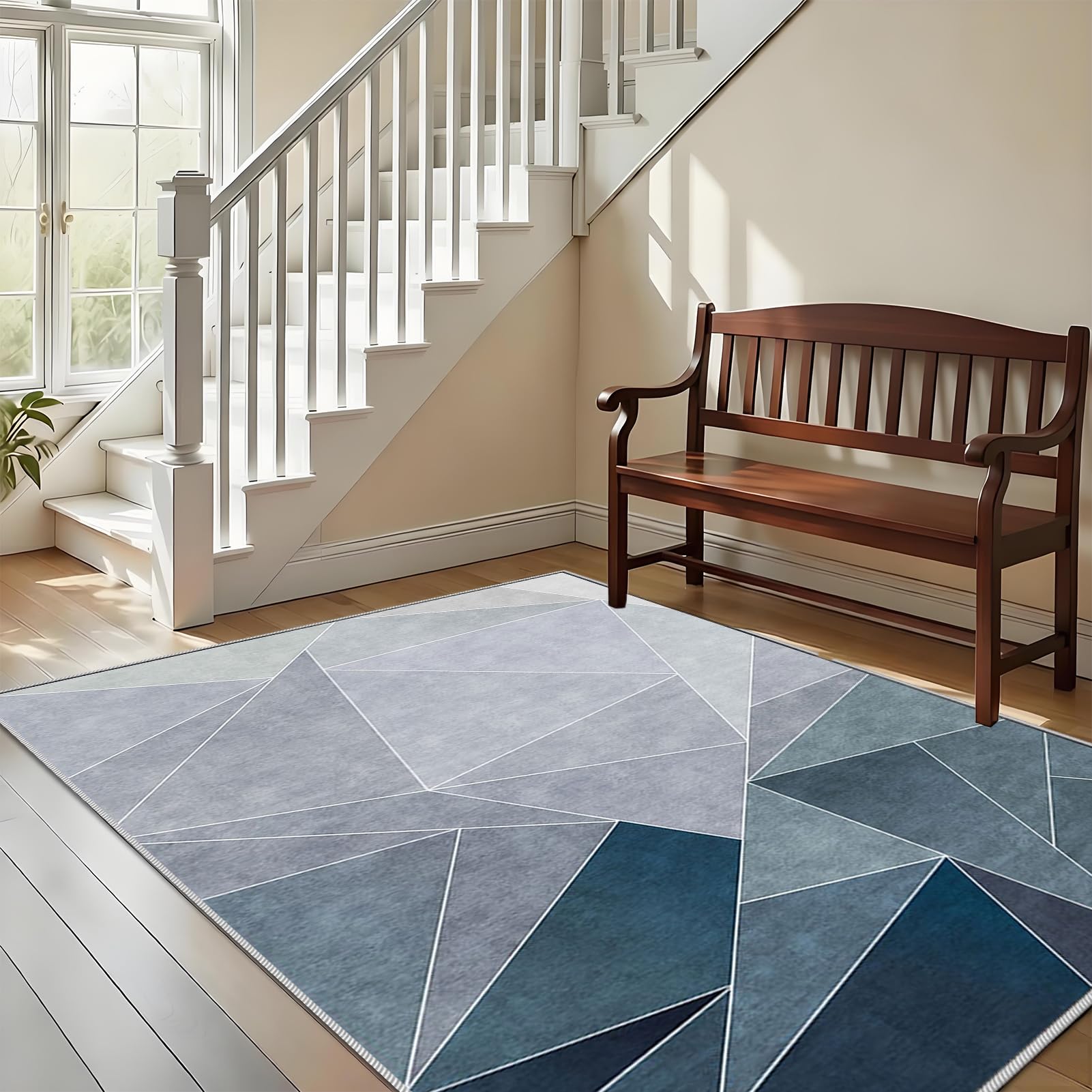 Dywan do salonu w stylu vintage, 170 x 180 cm dywaniki do sypialni, salonu, sypialni, kuchni, jadalni, duży dywan z krótkim włosiem, dywan do jadalni, antypoślizgowy zmywalny dywanik kuchenny