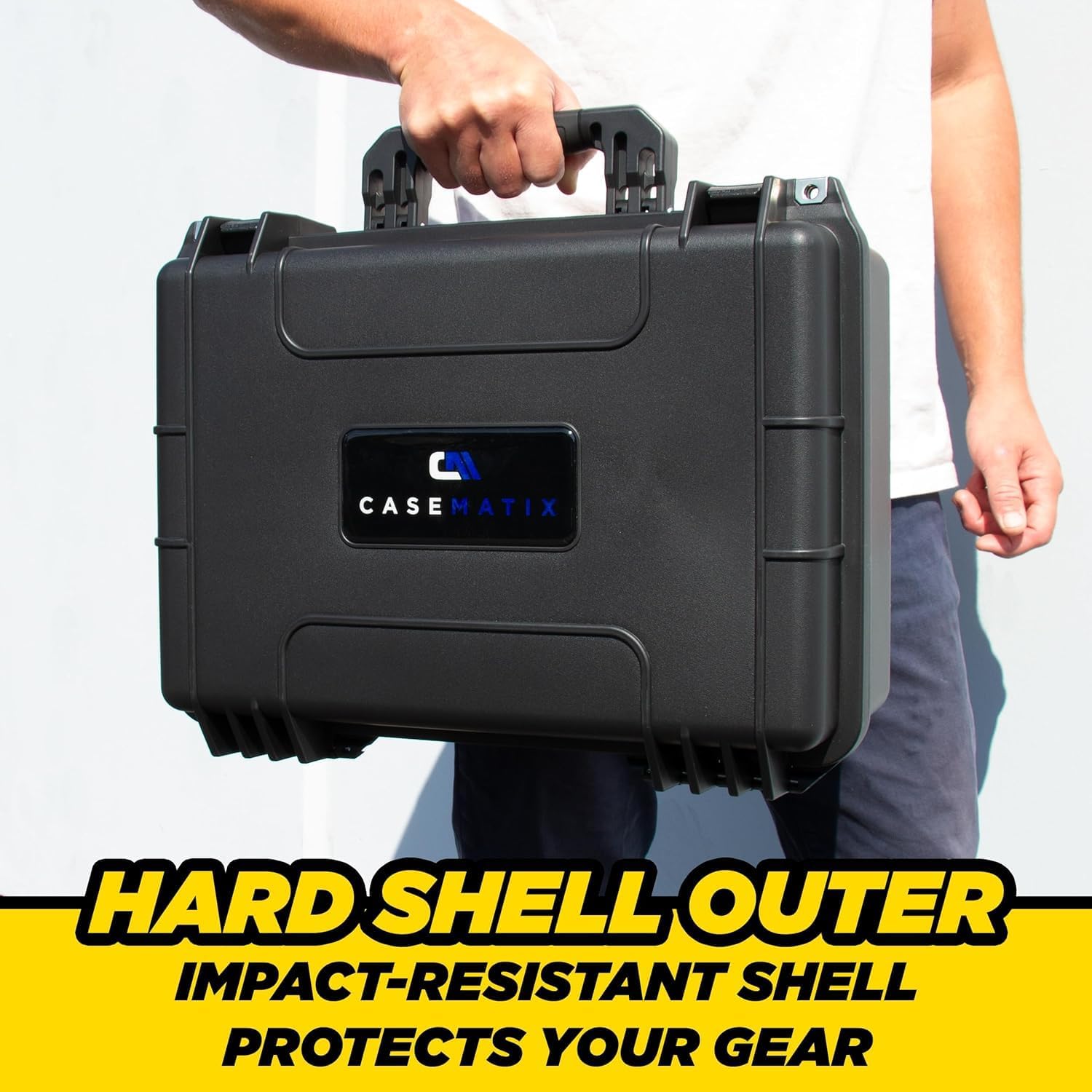 CASEMATIX 18" Hard Shell Waterproof Ammo Case with Metal-Reinforced Padlock Rings – Durable Ammo Storage Box/Ammo Box for Secure Transport, Travel, and Long-Term Organization of Ammunition