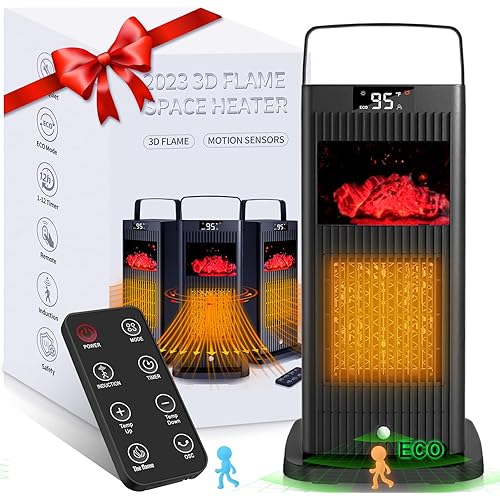 Space Heater, 2023 Upgraded Space Heaters for Indoor Use Heater With 3D Flame Effect, Heaters for Indoor Use With Humidifier, ECO Portable Heater PTC Ceramic Fast Safety Heat for Office Bedroom Home