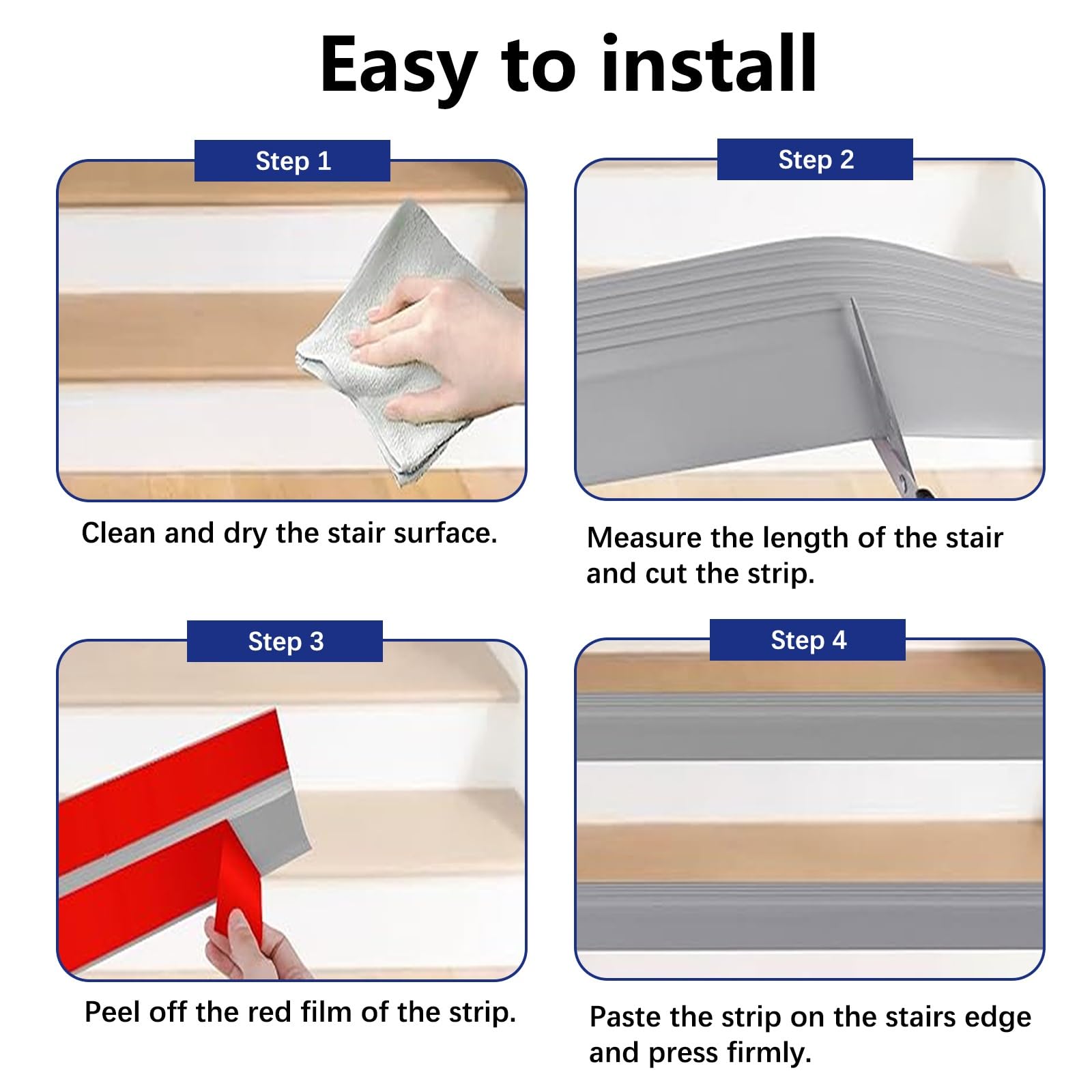 Borde De Escalera De Goma De PVC, Tira De Vinilo Autoadhesiva Antideslizante Para Escalera, Perfil De Borde De Escalera, Para Peldaños De Interior Y Exterior, Esquina De Gomma Para Cantos(Width 7cm Gr