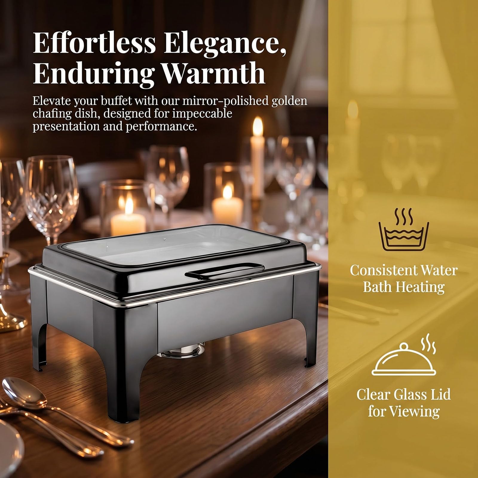 Buffetwärmer für Catering Party, Chafing Dish Profi Set, Mahlzeit Chafing
