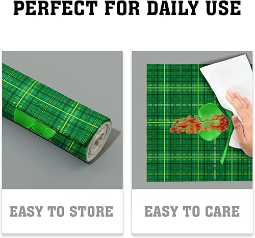 Miniatura 6 de Juego de 4 manteles individuales de trébol del día de San Patricio, manteles individuales lavables para el hogar, cocina, comedor, fiesta, 12 x 18