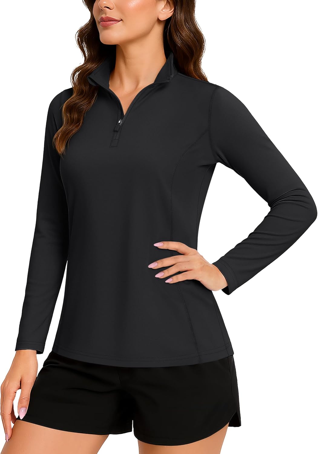 TACVASEN Women's Quarter Zip Pullover Golf Shirts UPF 50+ Long Sleeve Sun Shirts UV Protection Workout Tops