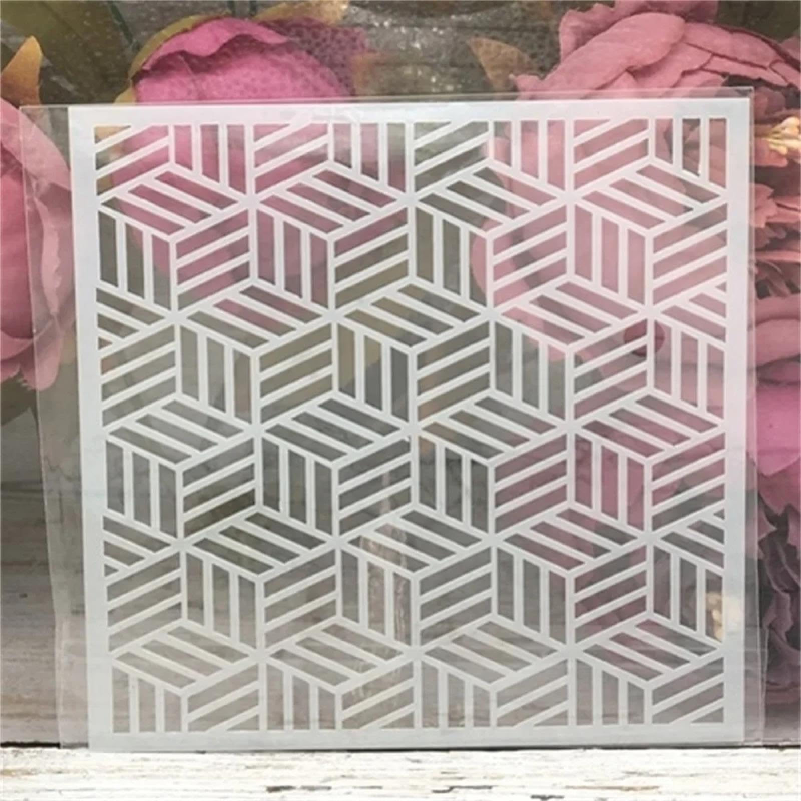 Plantillas para pintar sobre madera, 9 unidades, 13 cm, flecha redonda, textura geométrica, plantilla reutilizable para pintar sobre madera, pared, puerta, lienzo, decoración del hogar