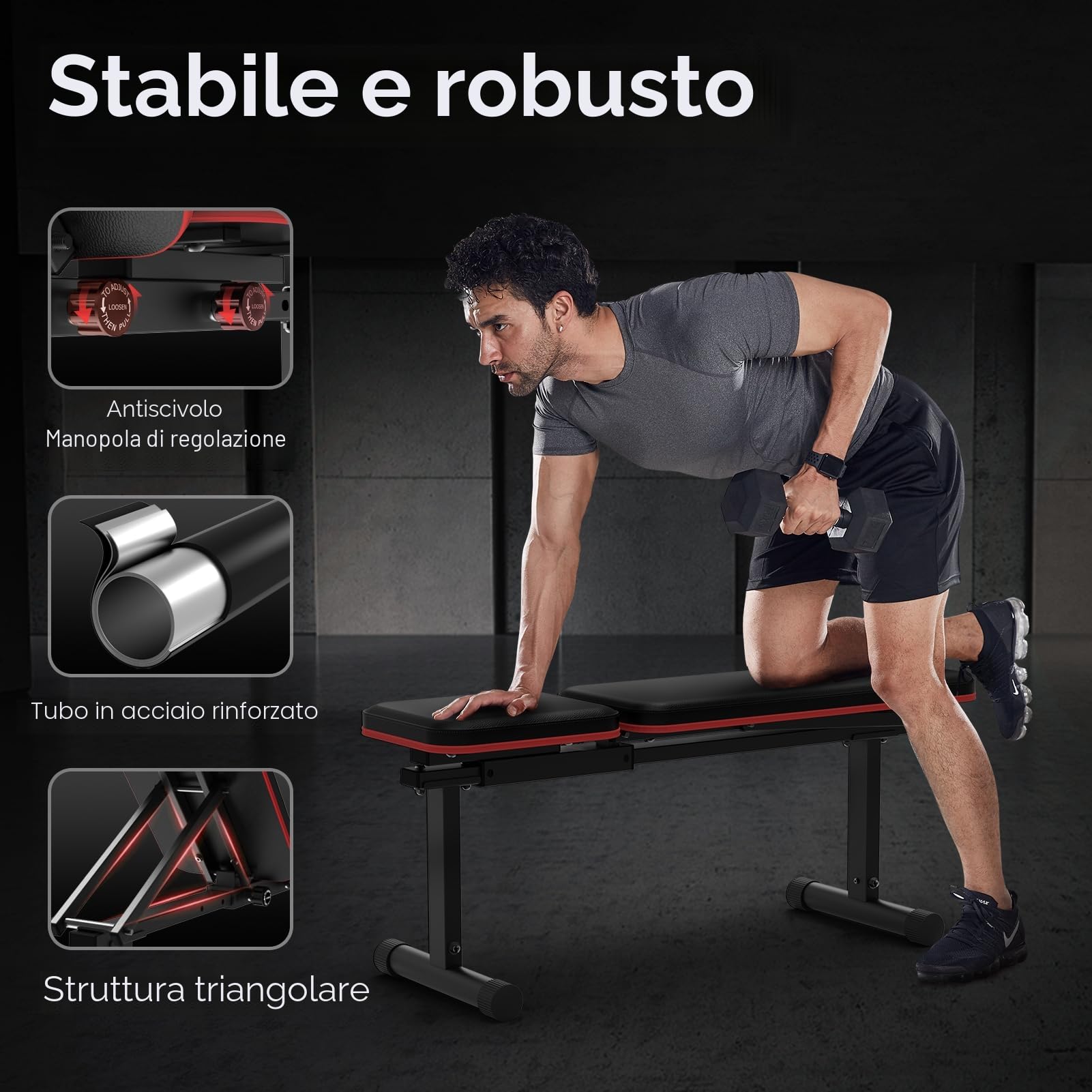 PASYOU PB200 Panca Palestra, 90°Esercizi Su Panca Verticale, Inclinata e Piana, Panca Pesi con schienale regolabile in 5 direzioni, Panca Piana Adatto per Casa e Palestra, 300KG Panca