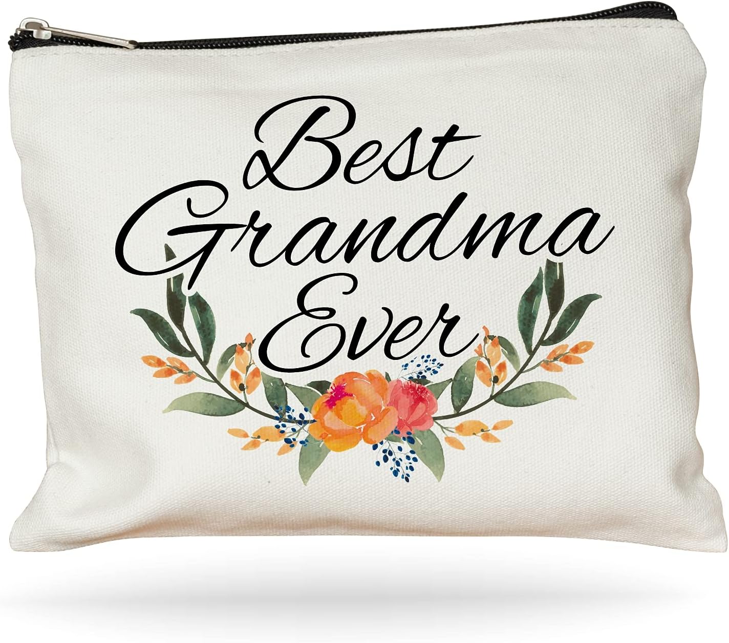 Moonwake Designs- Best Grandma Ever Makeup Bag, Gift for Grandma, Mother's Day Gift, Cosmetic Bag for Nana, Floral Bag, Travel Makeup Pouch