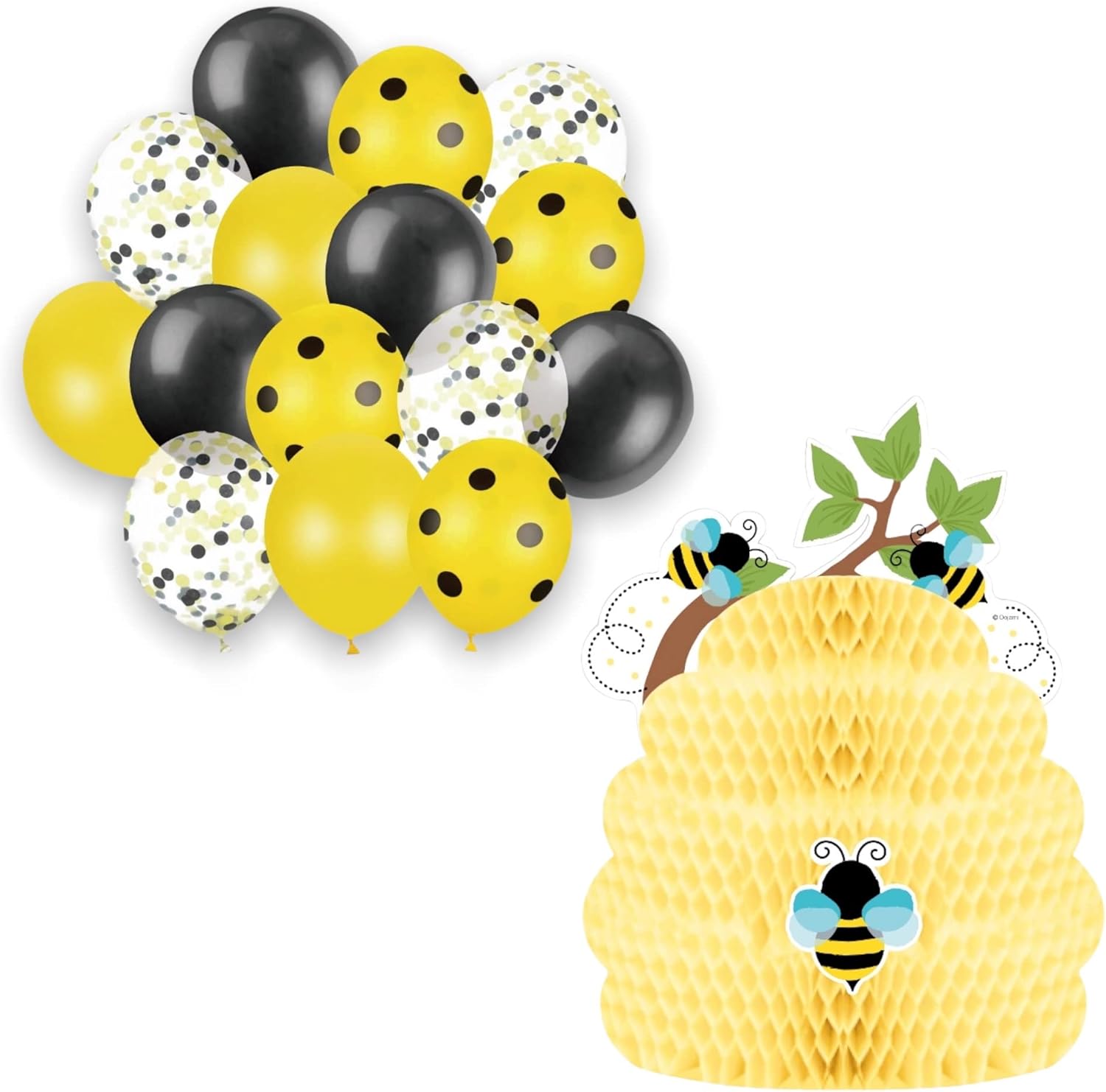 Serves 24 Ultimate Bumble Bee Party Supplies Includes Plates,Napkins,Table Covers,Balloons, Banner, Swirls, Centerpiece, Ideal for Birthday, Baby Shower, Bee Theme Party Decor