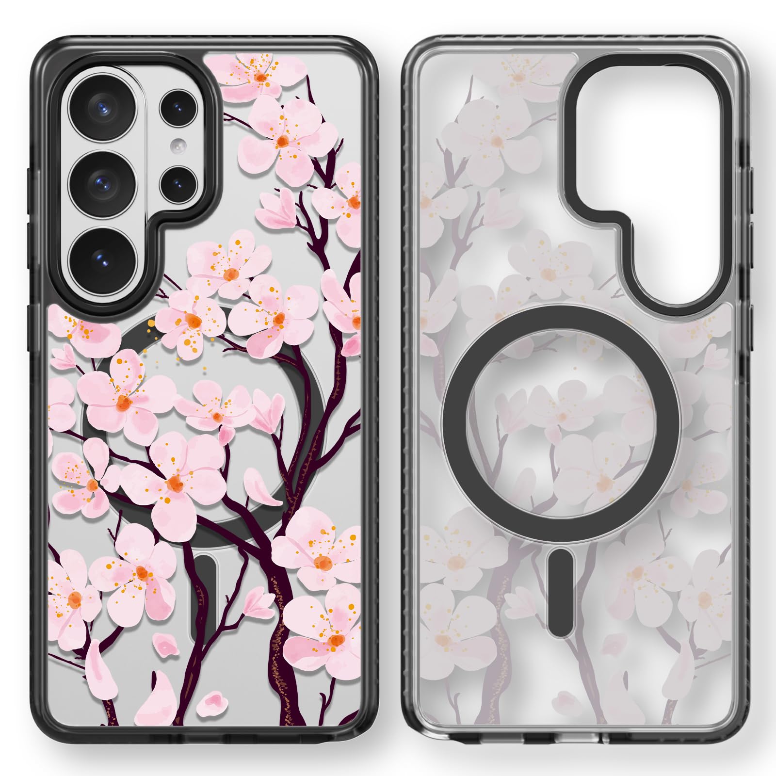 Rosarnnah for Samsung Galaxy S26 Ultra Case Aesthetic Black, Cherry Blossom | Compatible with Magsafe 6.9" Phone Case, Cute Funny Pattern Design for Girls Women, Durable Shockproof 6.6ft Drop Protection Cherry Blossom(M26U) Magnetic Case Samsung Galaxy S26 Ultra