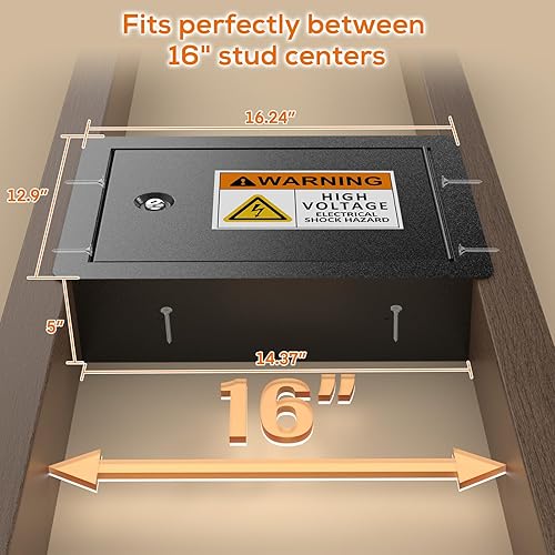 Miniatura 4 de Caja fuerte de pared oculta con panel oculto, caja de acero ignífugo para pernos de 16 pulgadas, gabinete de seguridad con cerradura de llave para