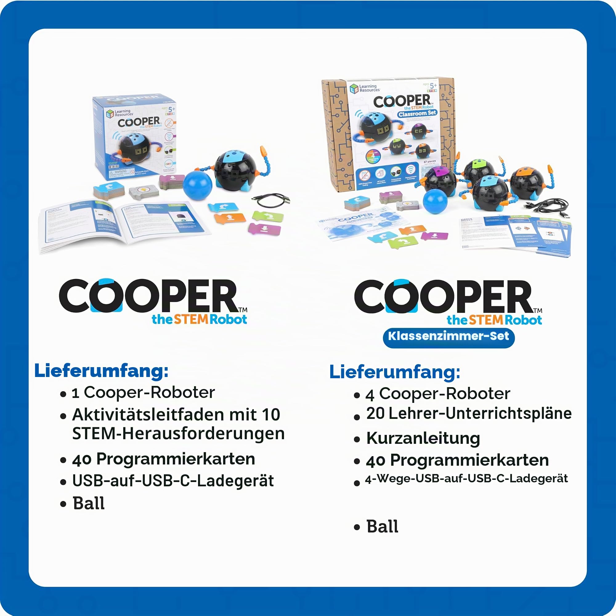 Learning Resources Cooper Der STEM-Roboter Einzeln LER3119, Ab 5 Jahren, Programmieren Lernen Ohne Bildschirm, Mint-Spielzeug, Wiederaufladbar, Ideal Für Grundschule & Zuhause