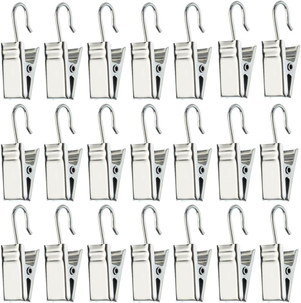 baotongle60pcs Metal Hook Clips, Hanging Curtain Clips Curtain Hook Clips Hanger Connector Accessories for DIY Silver